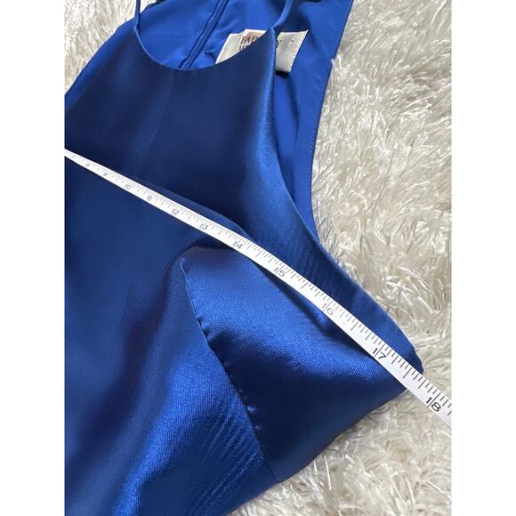 Badgley Mischka Royal Blue and Black Reverse Ruffle Structural Gown Sz 4 - Picture 12 of 14